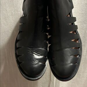 Black Open Leather Ankle Botties